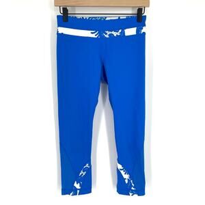 Lululemon Run Inspire Crop II Beaming Blue Laceoflage Polar Cream Size 6